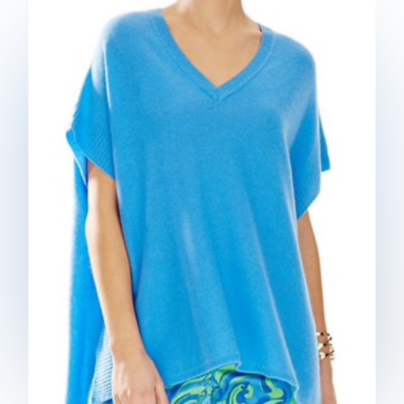 Lilly Pulitzer 100% Cashmere Pullover Poncho Sweater, Size M/L, NWT - Picture 2 of 9